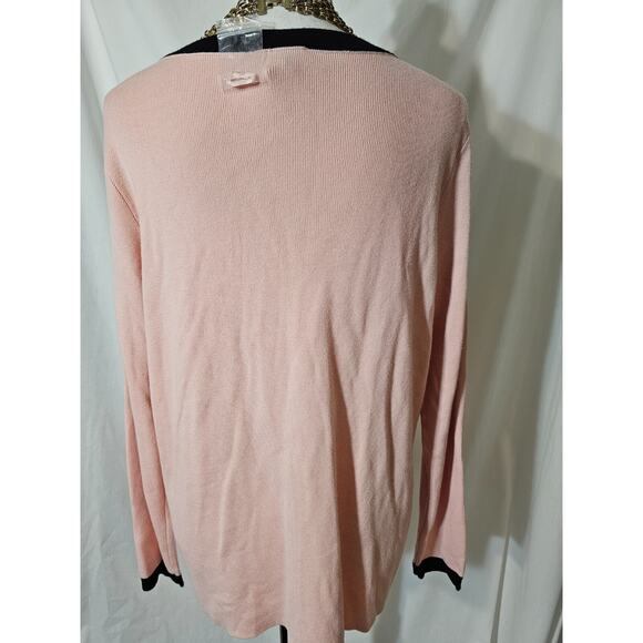 Linea by Louis Dell'Olio Whisper Knit Pink Rose Zip Front Cardigan Size Large L - Picture 5 of 5